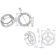 Koppelingset 8-kant, 60mm voor motor 45mm